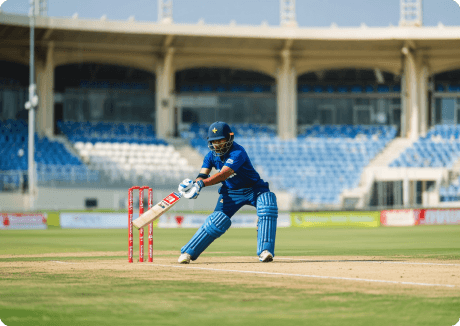 cricketer playing after having a tea break